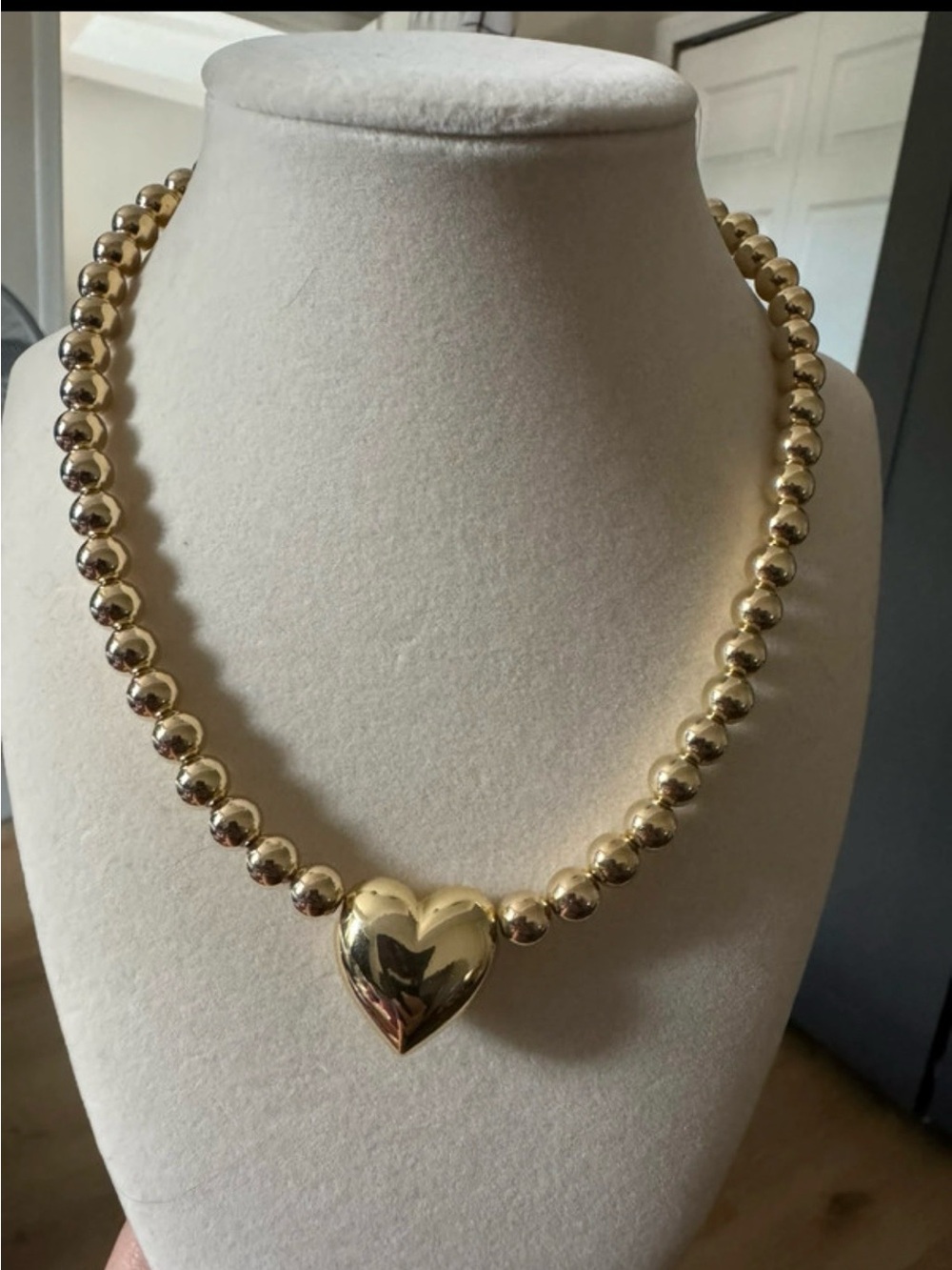 Gold Heart Bead Necklace - Women's Jewelry